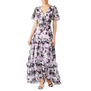 Viva Aviva Leilani Lavender Purple Ruffle Short Sleeve Maxi Dress Womens Size 6